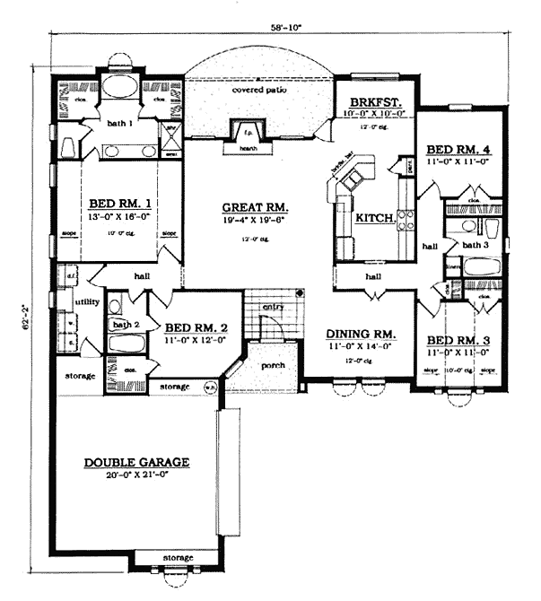 House Plan 79046 Level One