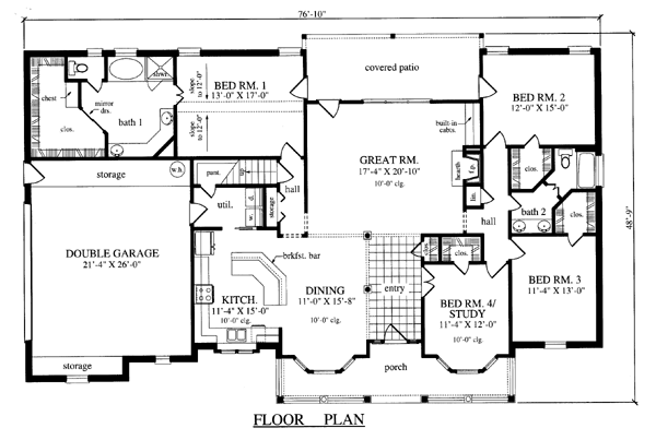 House Plan 79266 Level One