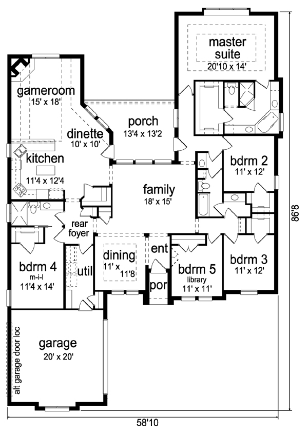 House Plan 79346 Level One
