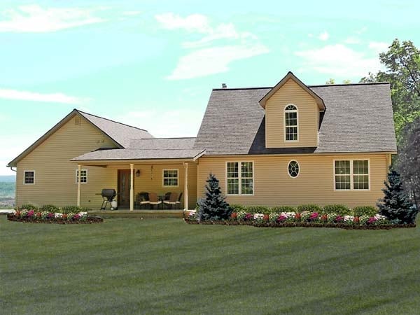 Country, Farmhouse, Traditional Plan with 1945 Sq. Ft., 3 Bedrooms, 3 Bathrooms Rear Elevation