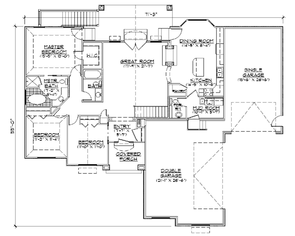 Plan 79720 | Traditional Style with 3 Bed, 3 Bath, 3 Car Garage