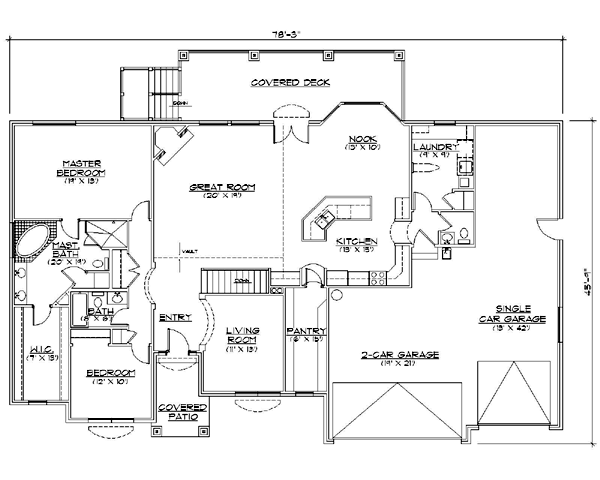 Plan 79773 | Traditional Style with 6 Bed, 5 Bath, 3 Car Garage