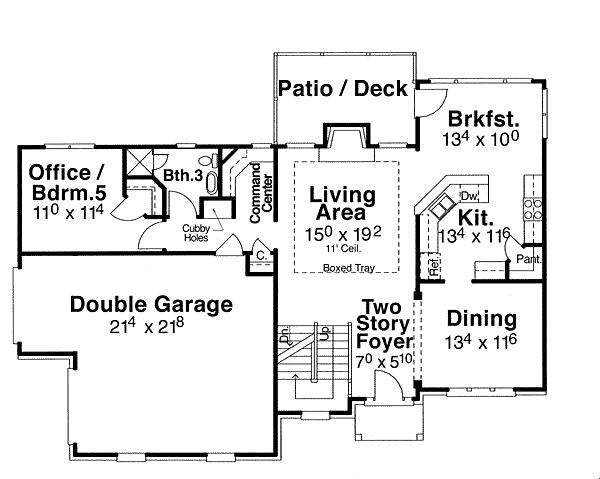 Plan 80222 | Colonial Style with 5 Bed, 3 Bath, 2 Car Garage