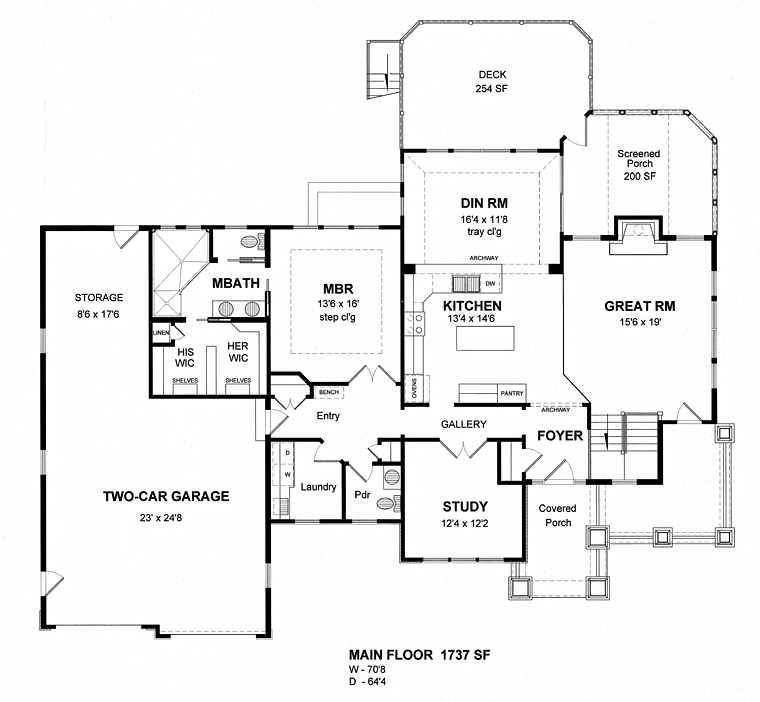 Plan 80308 | Traditional Style with 3 Bed, 3 Bath, 2 Car Garage