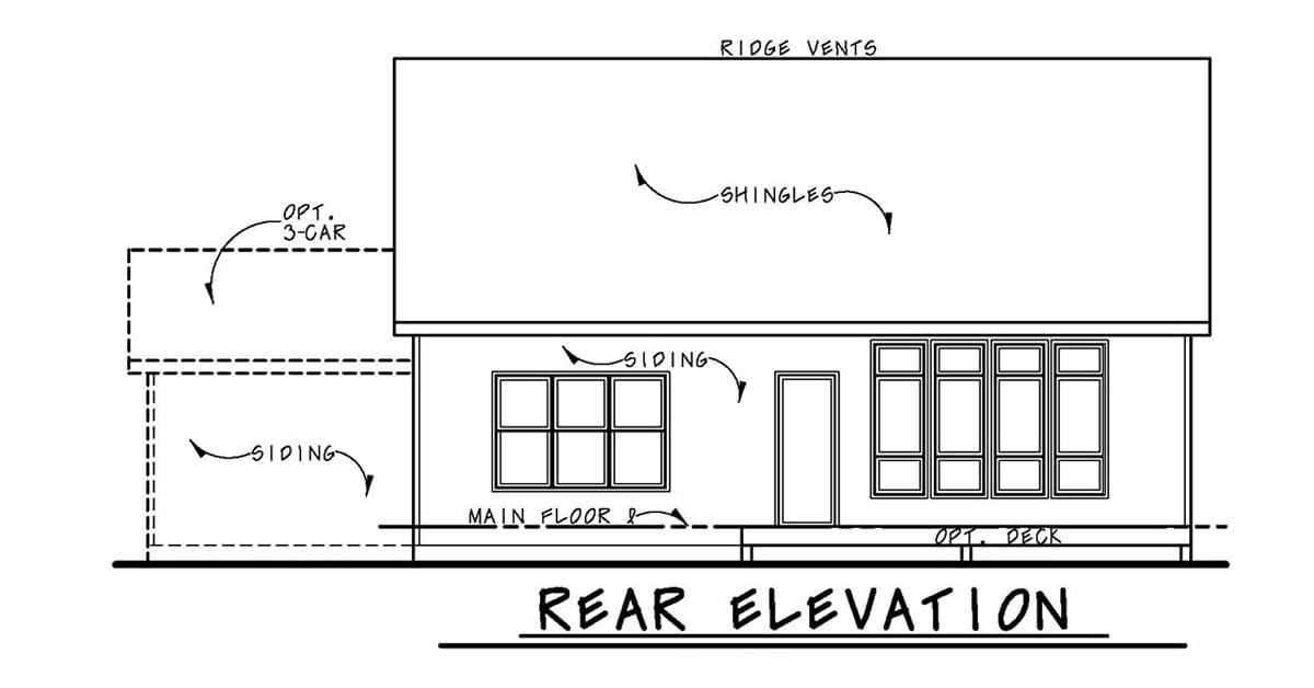 House Plan 80442 Rear Elevation