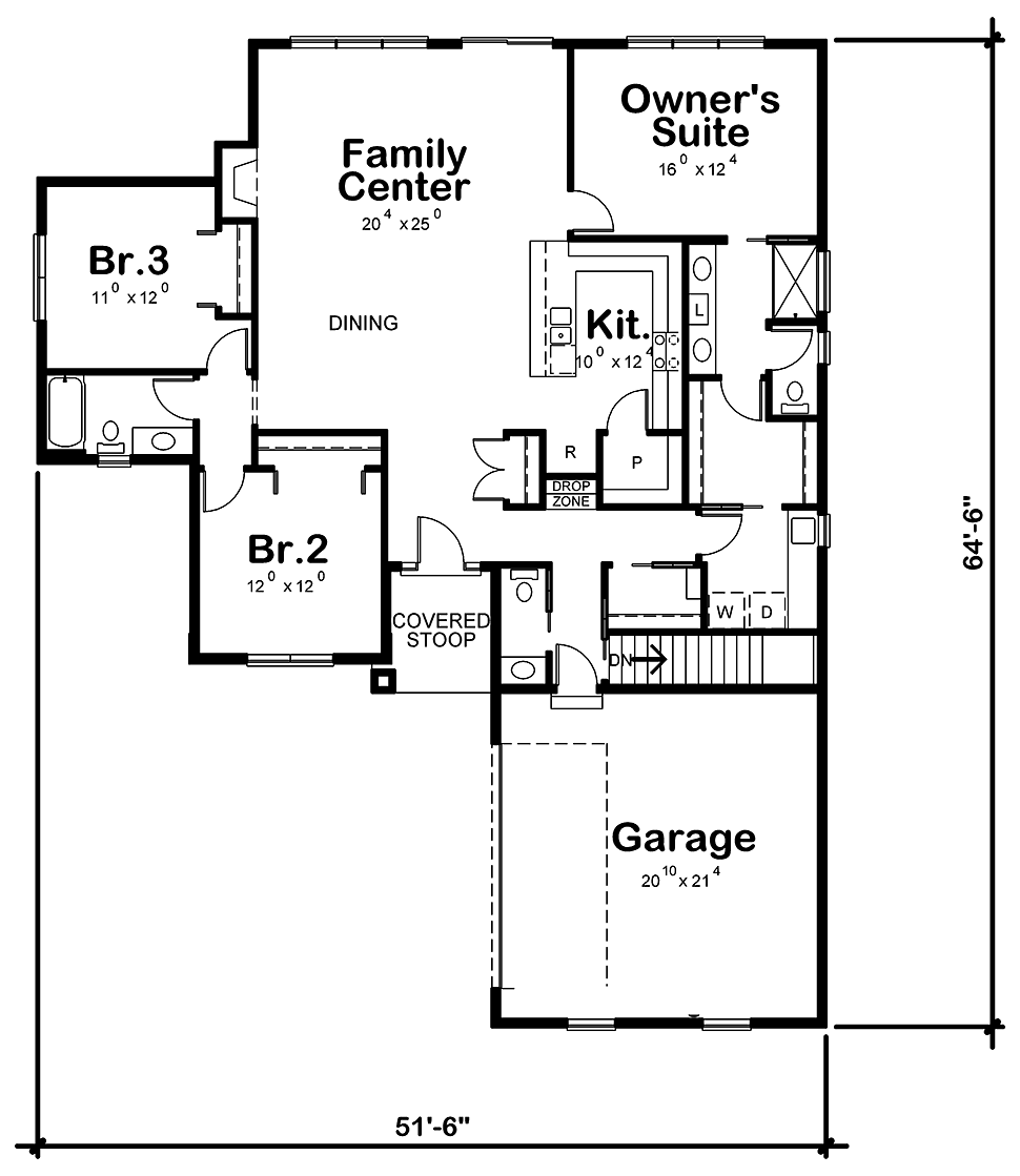 Plan 80451 | Traditional Style with 3 Bed, 3 Bath, 2 Car Garage