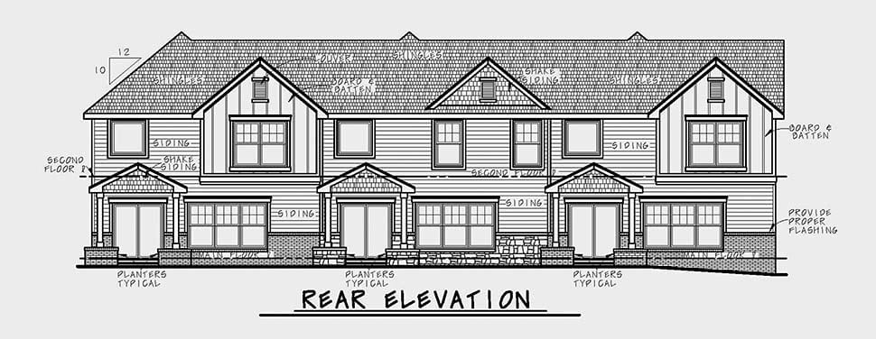Multi-Family Plan 80460 Rear Elevation