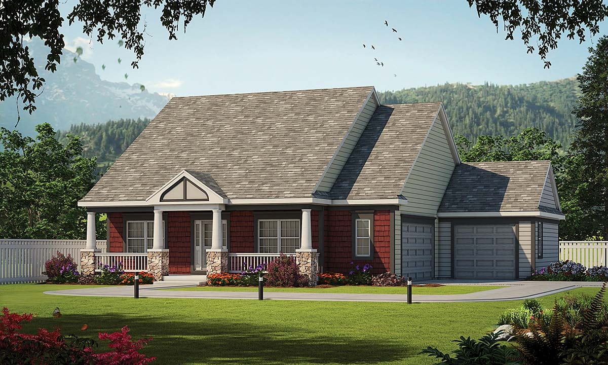 Traditional Plan with 2166 Sq. Ft., 3 Bedrooms, 2 Bathrooms, 3 Car Garage Elevation