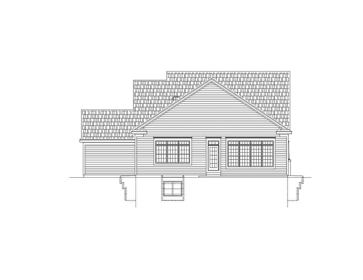 Traditional Plan with 2166 Sq. Ft., 3 Bedrooms, 2 Bathrooms, 3 Car Garage Rear Elevation