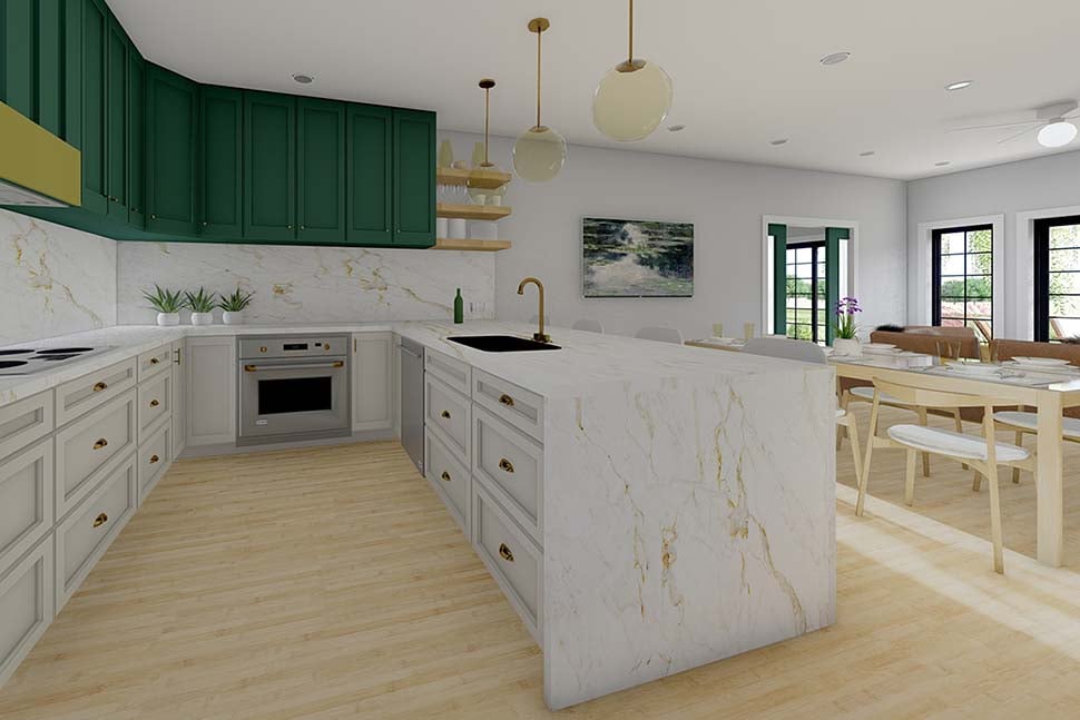 Bungalow, Cabin, Cape Cod, Contemporary, Cottage, Farmhouse, Ranch Plan with 1024 Sq. Ft., 1 Bedrooms, 2 Bathrooms Picture 9