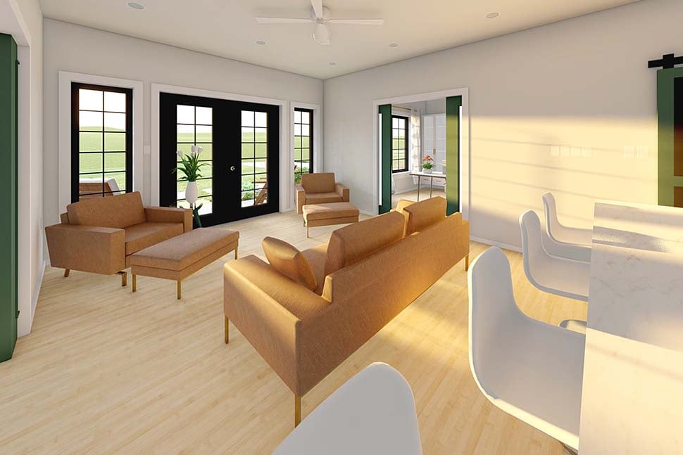 Bungalow, Cottage, Farmhouse, Ranch Plan with 928 Sq. Ft., 2 Bedrooms, 2 Bathrooms, 2 Car Garage Picture 5