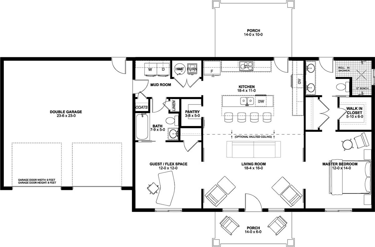 Plan 80525 Attractive Ranch Home With 1232 Sq Ft 2 Beds