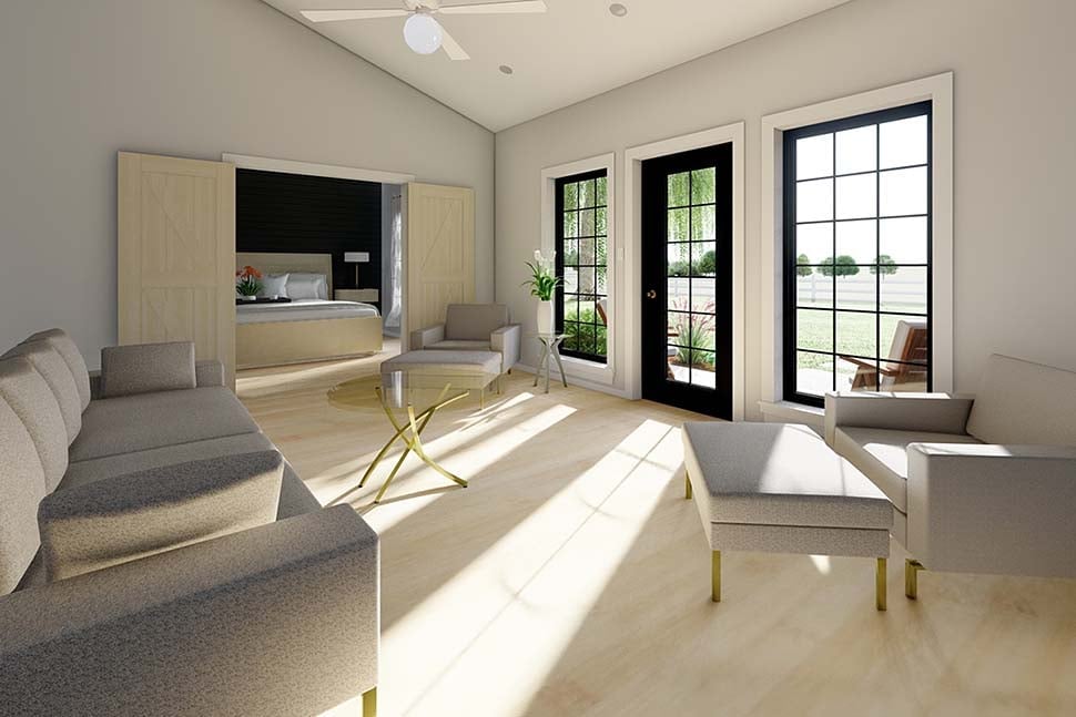 Country, Craftsman, Farmhouse, Ranch Plan with 1232 Sq. Ft., 2 Bedrooms, 2 Bathrooms, 2 Car Garage Picture 3