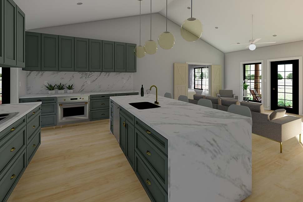 Country, Craftsman, Farmhouse, Ranch Plan with 1232 Sq. Ft., 2 Bedrooms, 2 Bathrooms, 2 Car Garage Picture 7