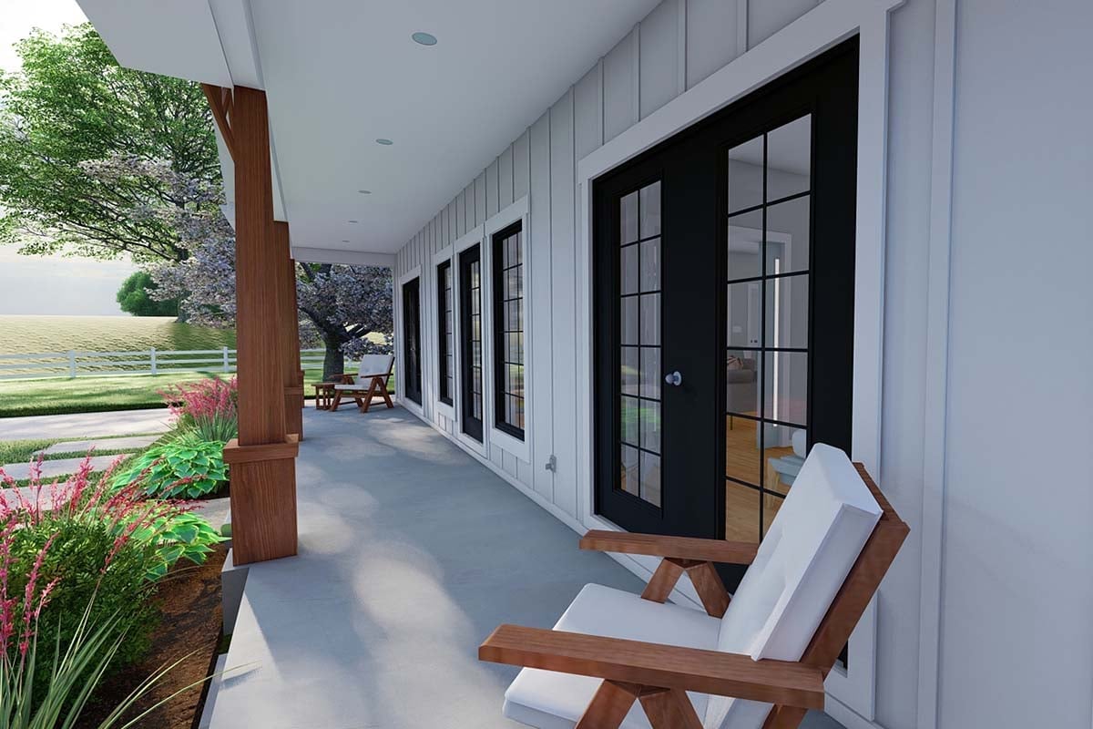Contemporary, Country, Craftsman, Farmhouse, Ranch Plan with 988 Sq. Ft., 2 Bedrooms, 2 Bathrooms Picture 2