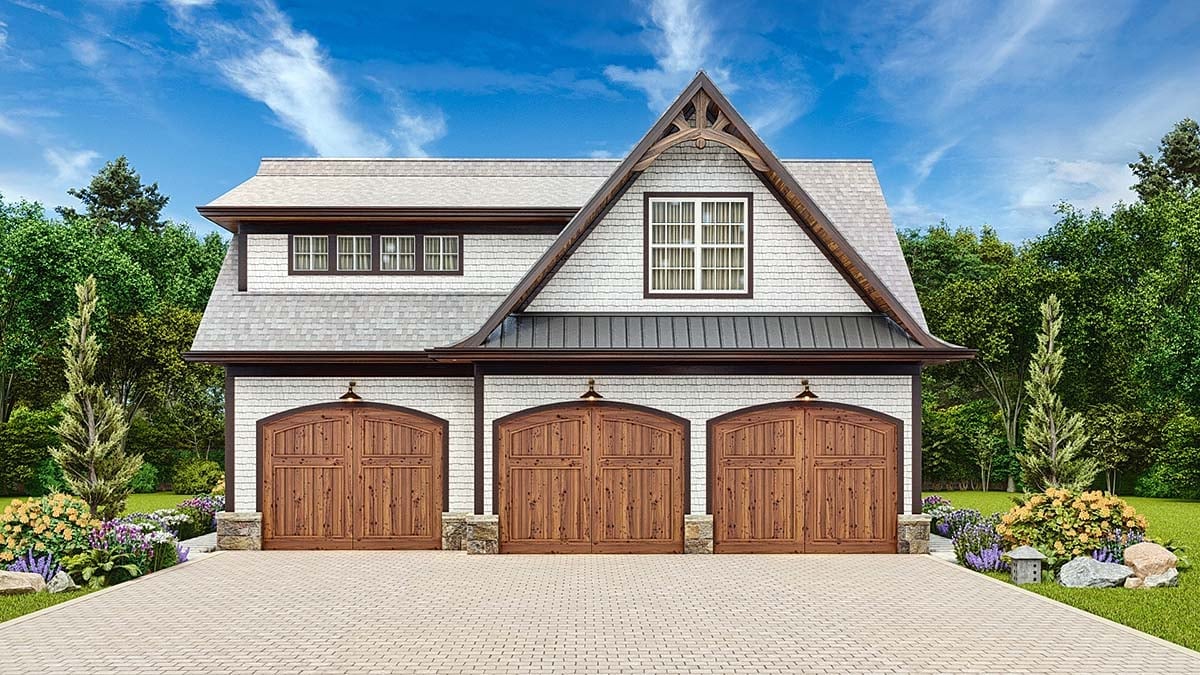 Craftsman, European, French Country Plan with 167 Sq. Ft., 1 Bathrooms, 3 Car Garage Elevation