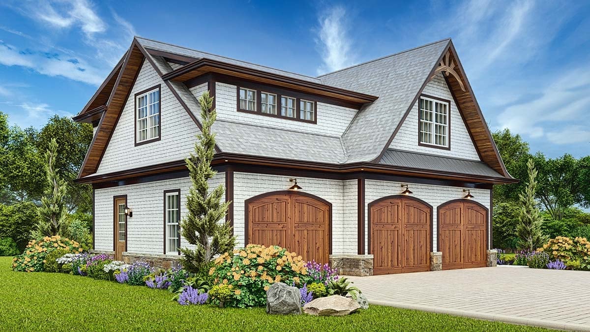 Craftsman, European, French Country Plan with 167 Sq. Ft., 1 Bathrooms, 3 Car Garage Picture 3