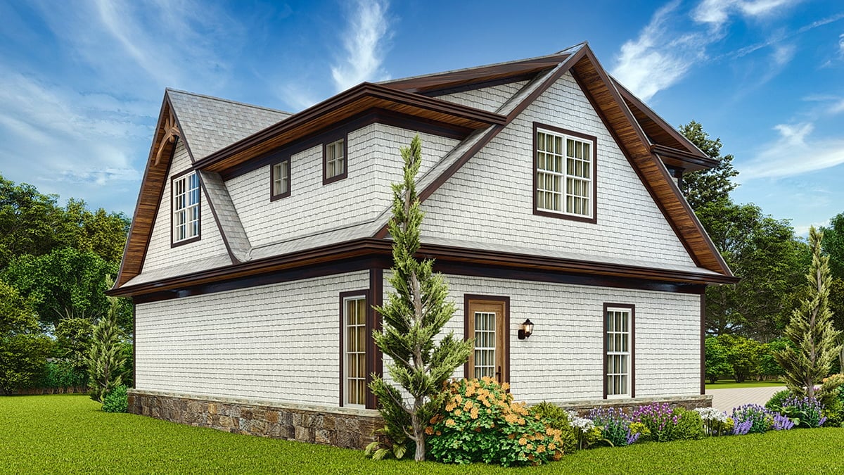 Craftsman, European, French Country Plan with 167 Sq. Ft., 1 Bathrooms, 3 Car Garage Rear Elevation