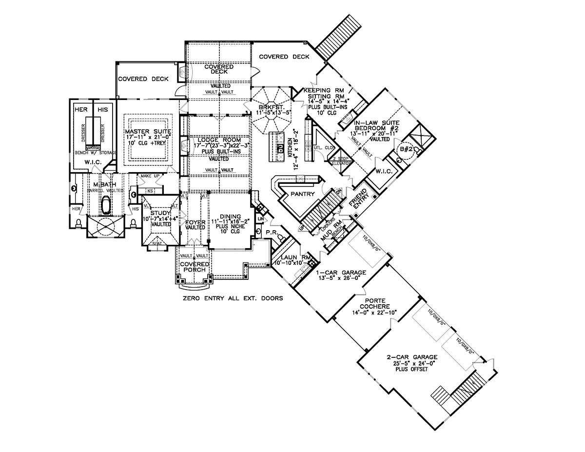 Craftsman House Plan 80744 with 3 Bed, 4 Bath, 3 Car Garage Level One