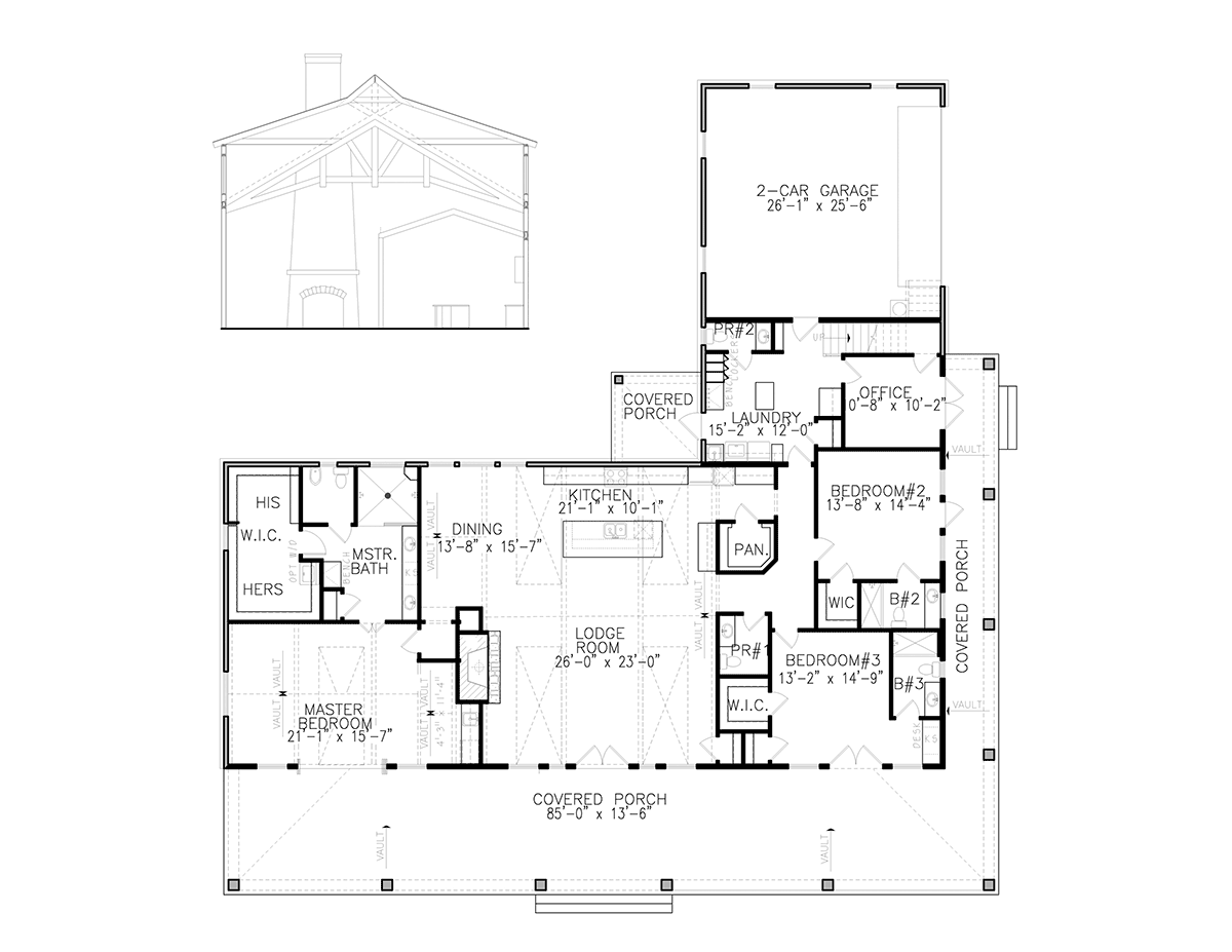 House Plan 80753 Level One