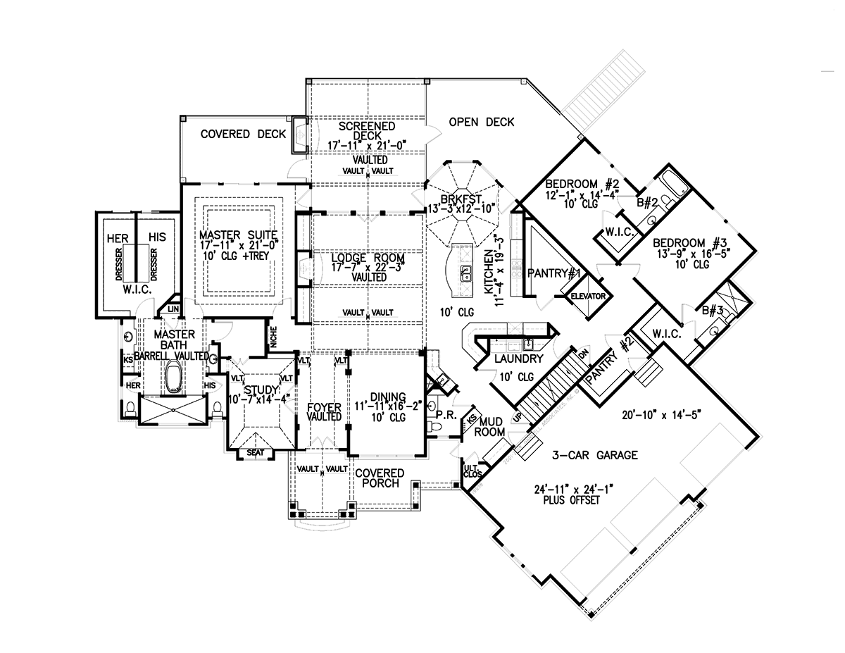 House Plan 80758 Level One
