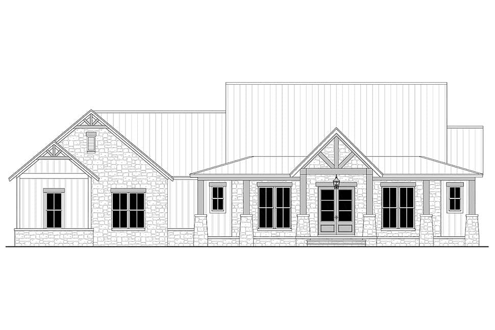 Country, Craftsman, Farmhouse, New American Style, Ranch Plan with 2454 Sq. Ft., 3 Bedrooms, 3 Bathrooms, 3 Car Garage Picture 4