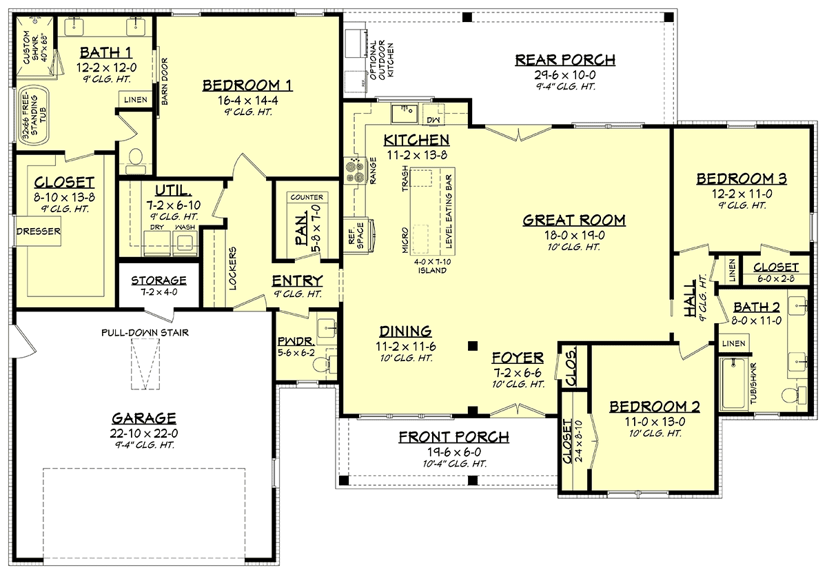 House Plan 80817 Level One
