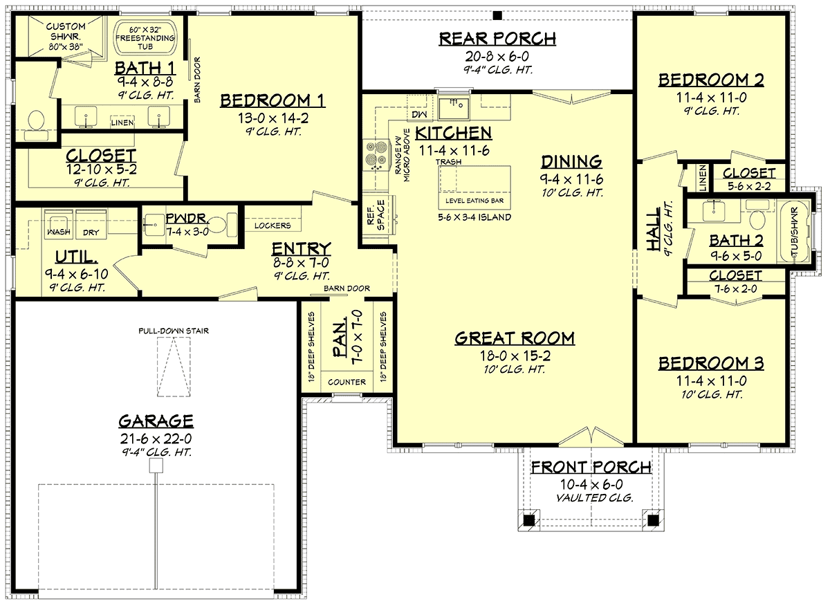 House Plan 80818 Level One