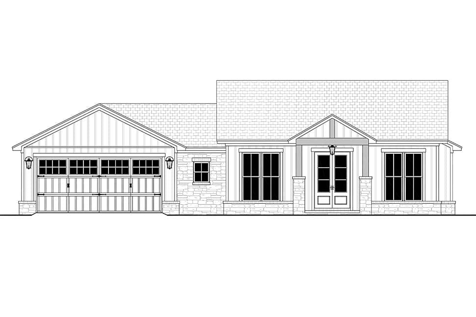Bungalow, Country, Craftsman, Farmhouse, New American Style, Ranch Plan with 1599 Sq. Ft., 3 Bedrooms, 3 Bathrooms, 2 Car Garage Picture 4