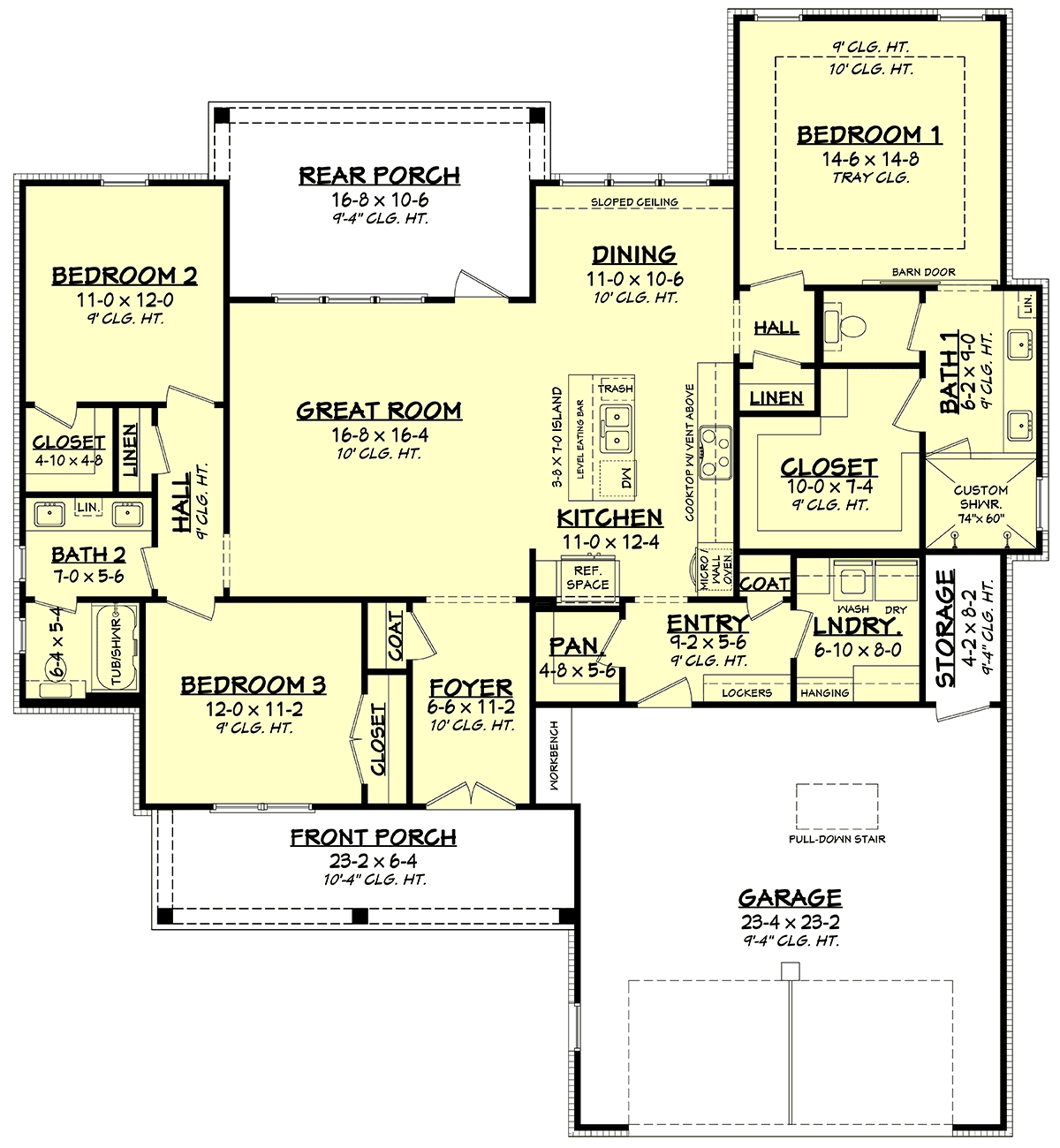 Plan 80822 | Traditional Style with 3 Bed, 2 Bath, 2 Car Garage