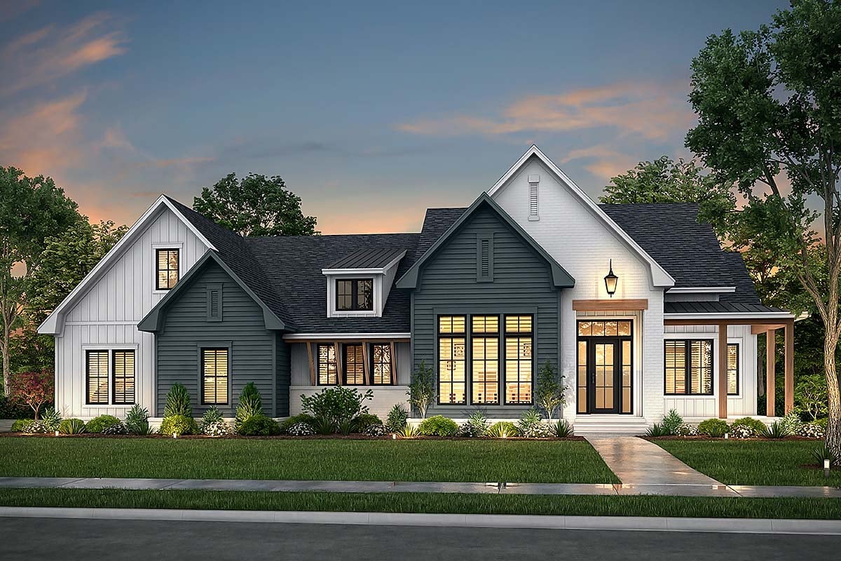 Country, Farmhouse, New American Style, Southern, Traditional Plan with 2781 Sq. Ft., 3 Bedrooms, 3 Bathrooms, 2 Car Garage Elevation