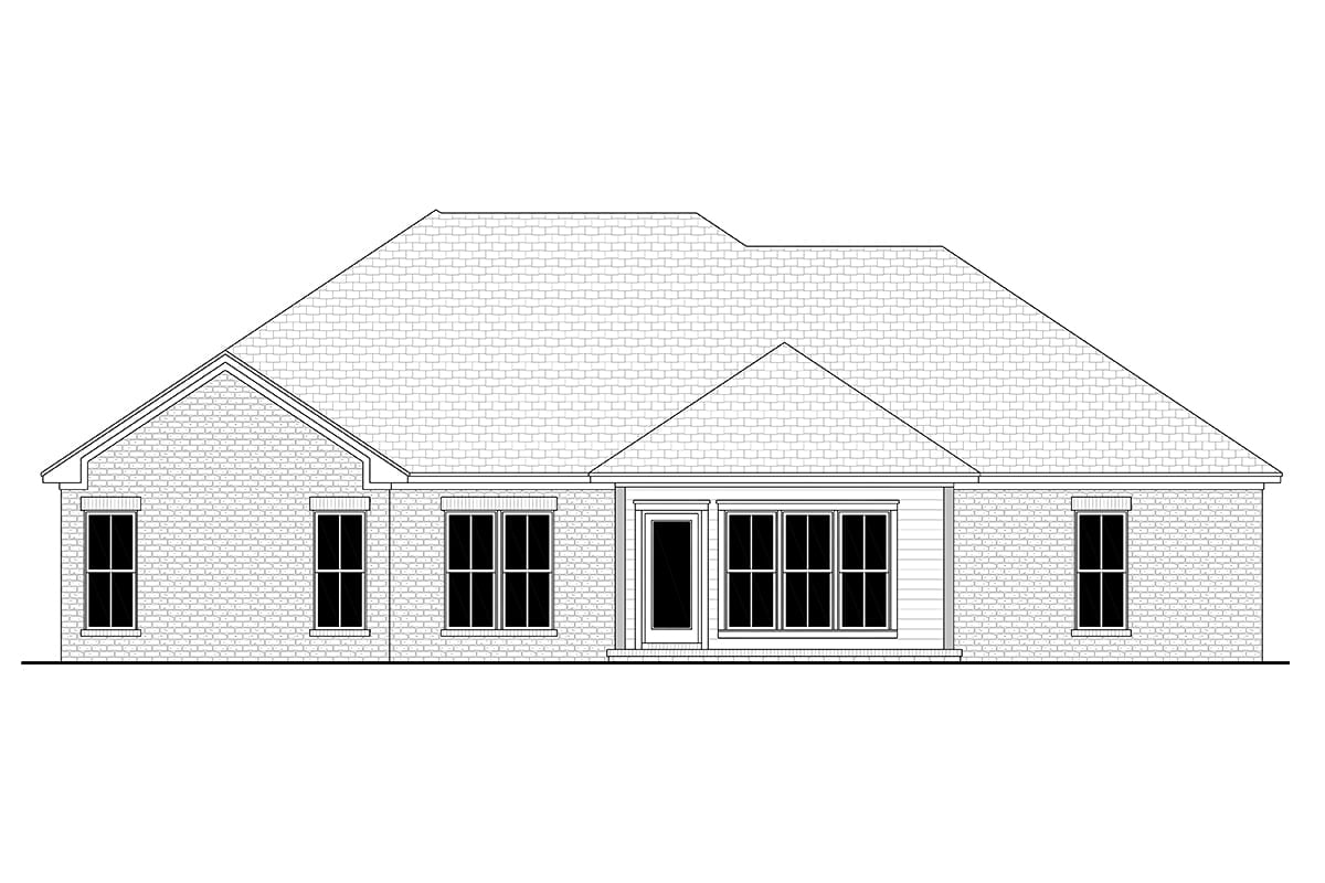 Country, Farmhouse, Traditional House Plan 80855 with 4 Bed, 2 Bath, 2 Car Garage Rear Elevation