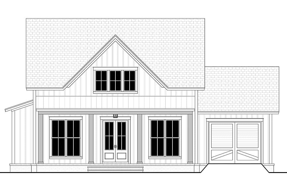 Country, Farmhouse, Traditional Plan with 1263 Sq. Ft., 2 Bedrooms, 2 Bathrooms, 1 Car Garage Picture 4