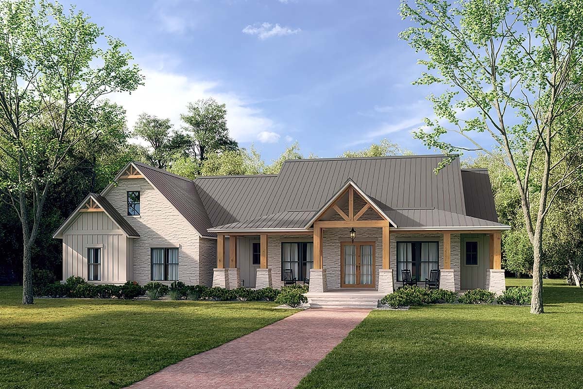 Country, Farmhouse, New American Style, Traditional Plan with 2961 Sq. Ft., 4 Bedrooms, 4 Bathrooms, 3 Car Garage Elevation