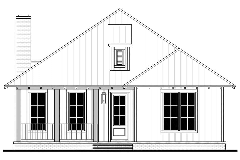 Cabin, Cottage, Country, Craftsman, Southern Plan with 1605 Sq. Ft., 3 Bedrooms, 2 Bathrooms Picture 4
