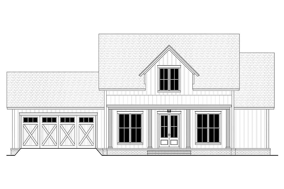 Country, Farmhouse, New American Style, Traditional Plan with 1479 Sq. Ft., 3 Bedrooms, 2 Bathrooms, 2 Car Garage Picture 4