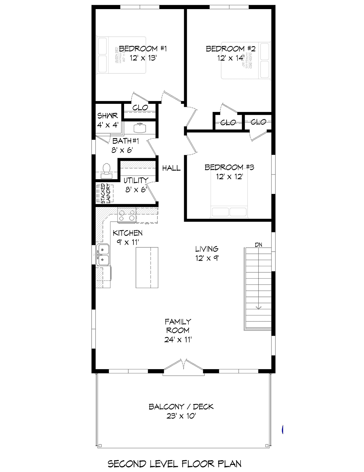 Garage-Living Plan 80901 Level Two
