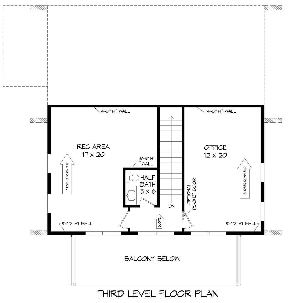 Garage-Living Plan 80908 Level Three