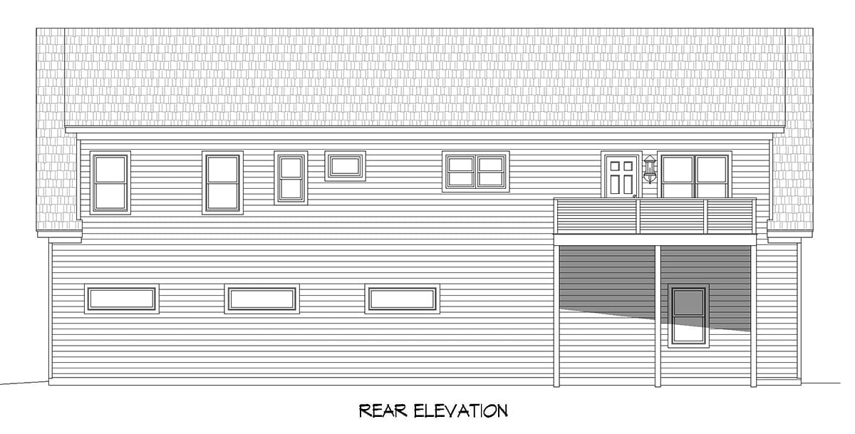 Garage-Living Plan 80909 Rear Elevation