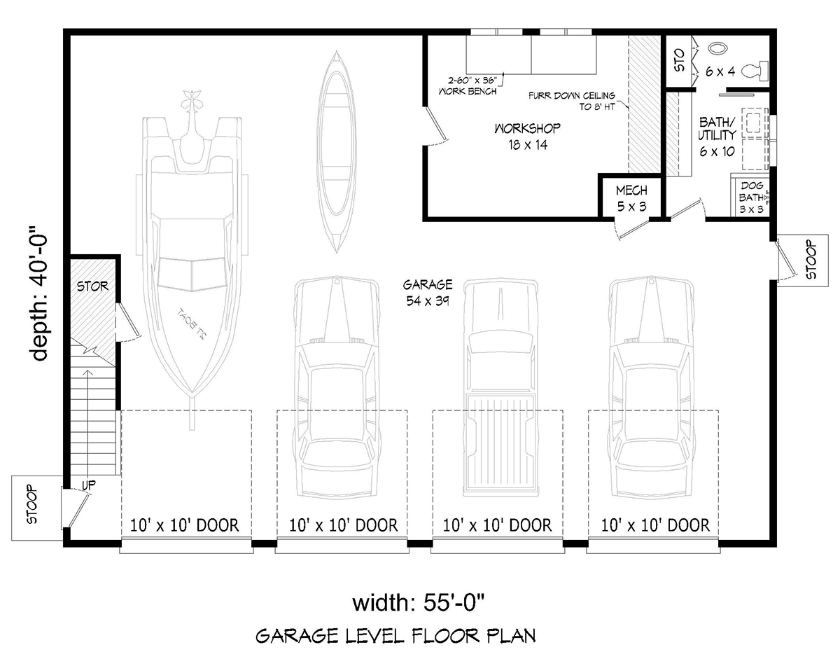 Garage Plan 80948 - 6 Car Garage Level One