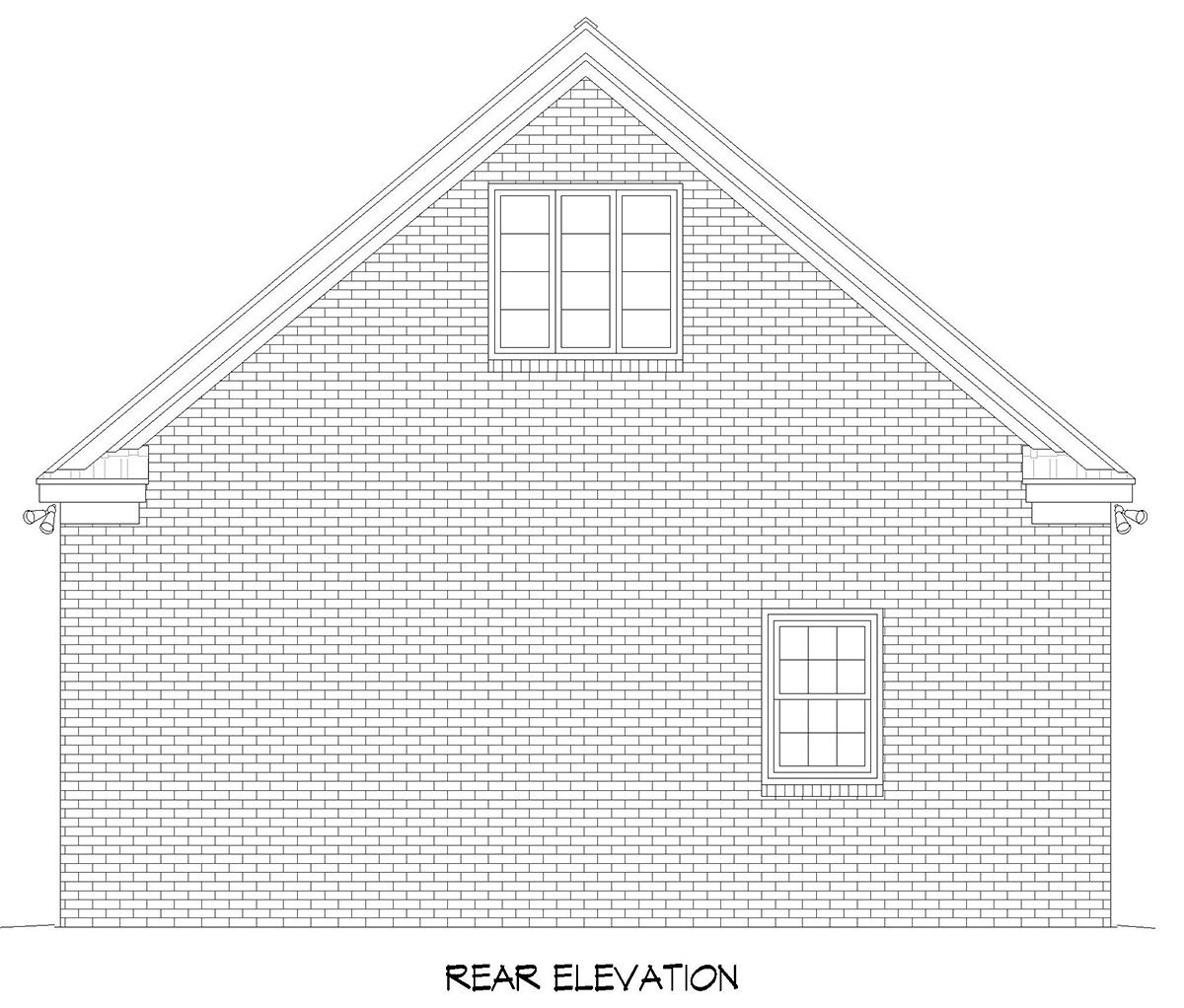 Garage Plan 80956 - 4 Car Garage Rear Elevation