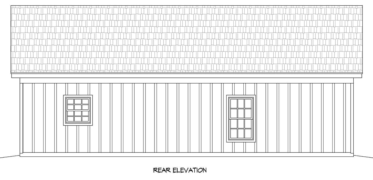 Garage Plan 80962 - 1 Car Garage Rear Elevation