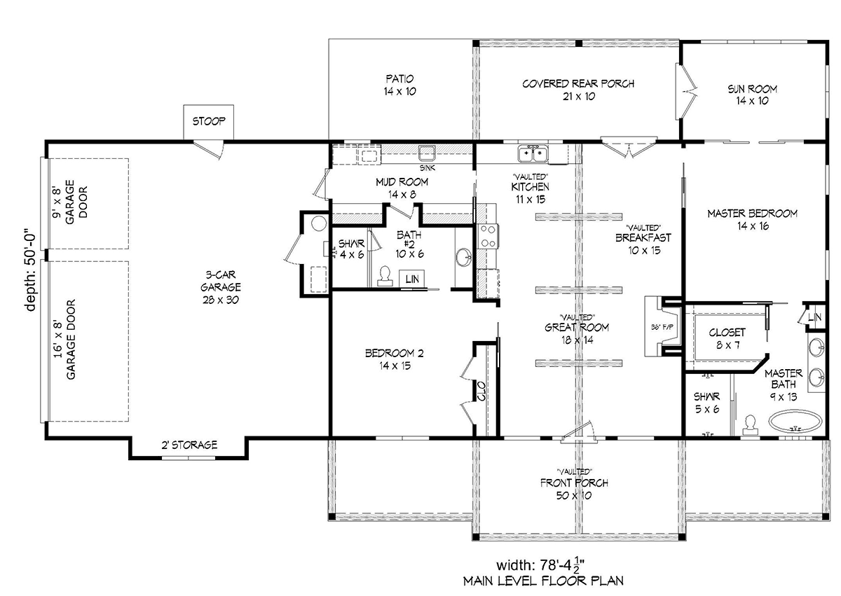 House Plan 80963 Level One