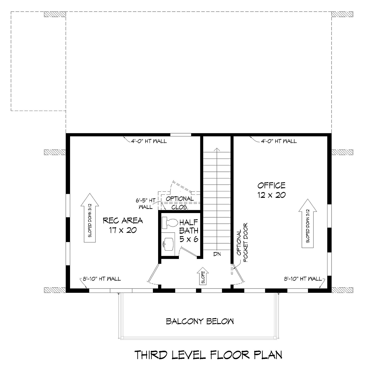 Coastal, Contemporary, Modern Garage-Living Plan 80979 with 3 Bed, 4 Bath, 2 Car Garage Level Three