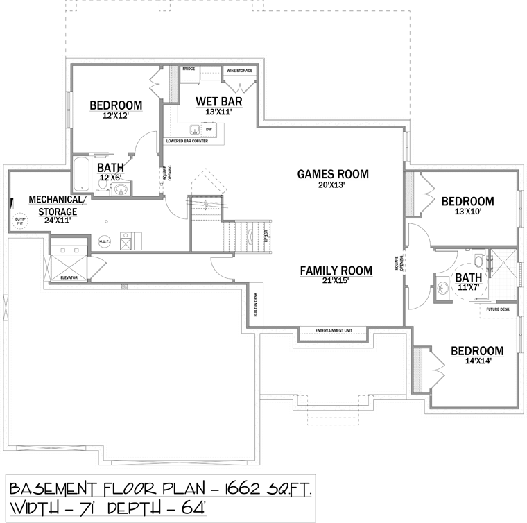 House Plan 81139 Lower Level