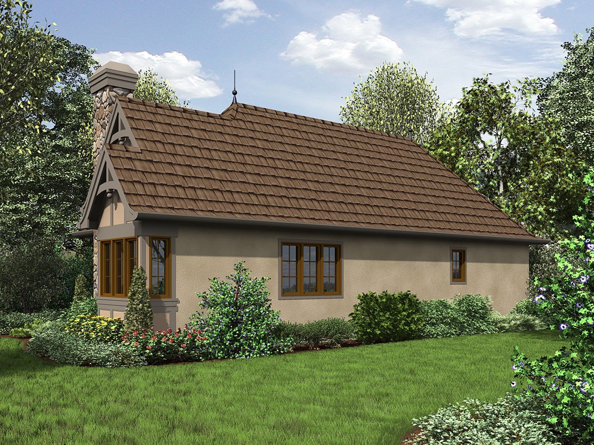 Cottage, French Country, Tudor Plan with 782 Sq. Ft., 2 Bedrooms, 1 Bathrooms Rear Elevation