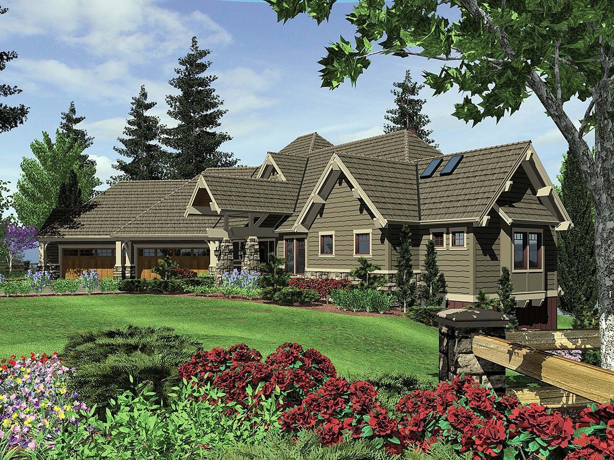 Craftsman, Tuscan Plan with 4732 Sq. Ft., 4 Bedrooms, 5 Bathrooms, 4 Car Garage Elevation