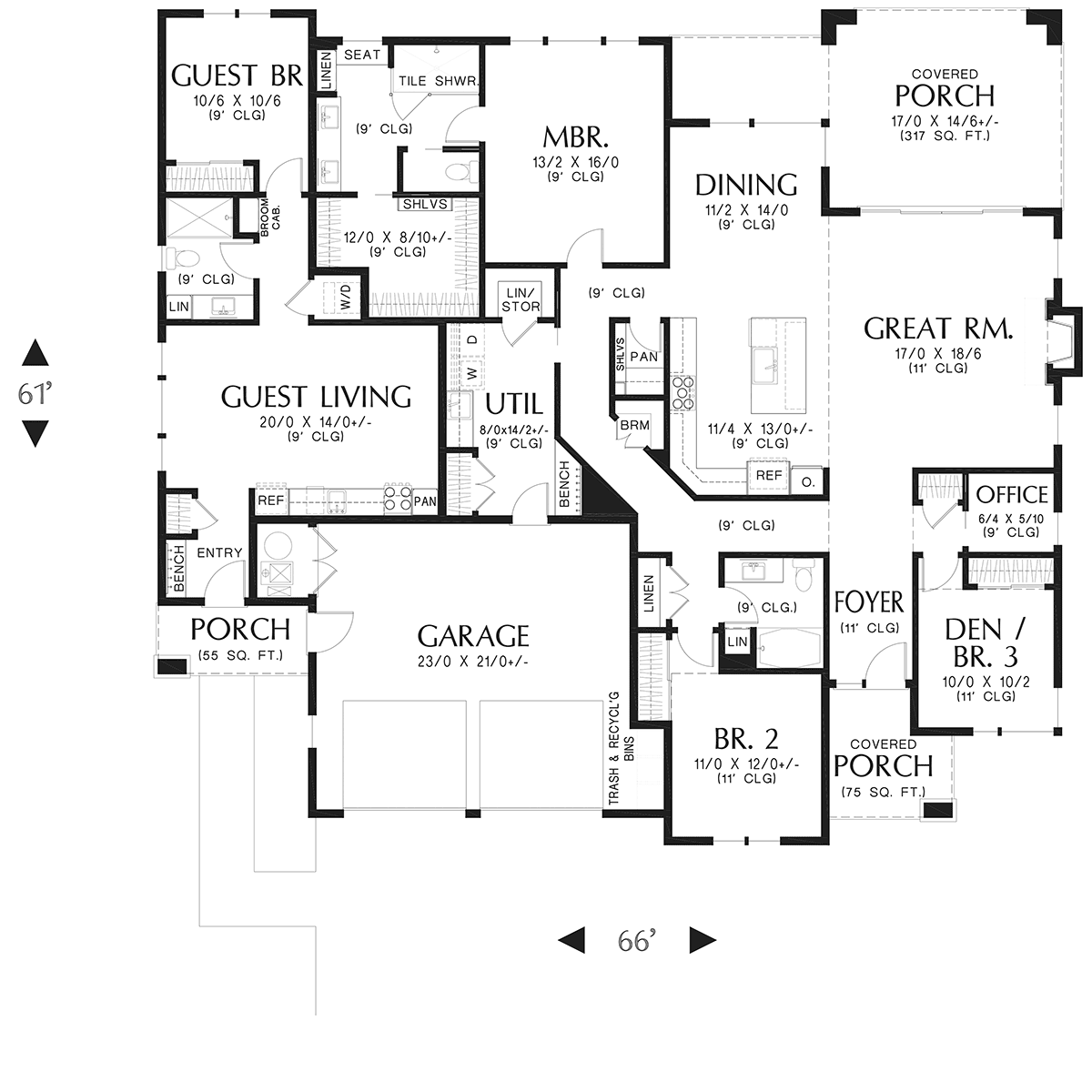House Plan 81377 Level One