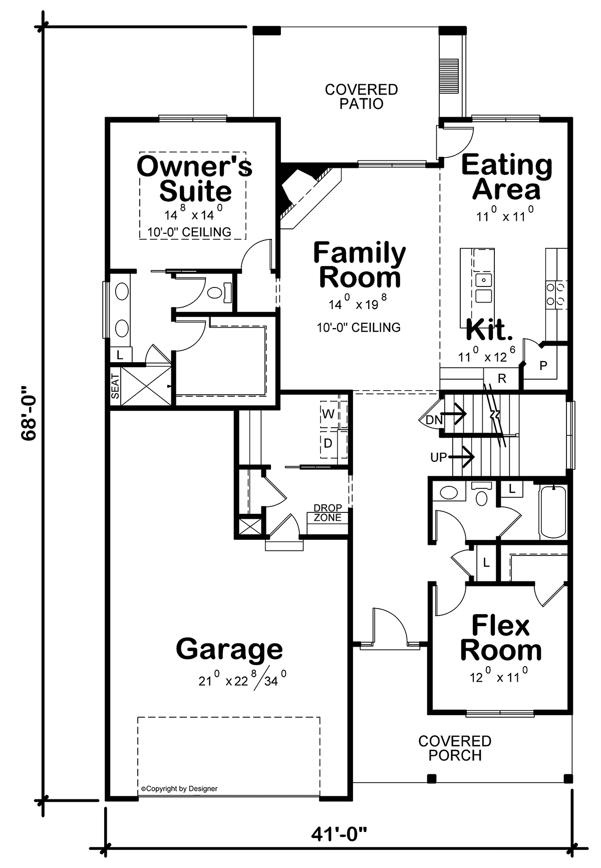 Craftsman House Plan 81408 with 4 Bed, 4 Bath, 3 Car Garage Level One