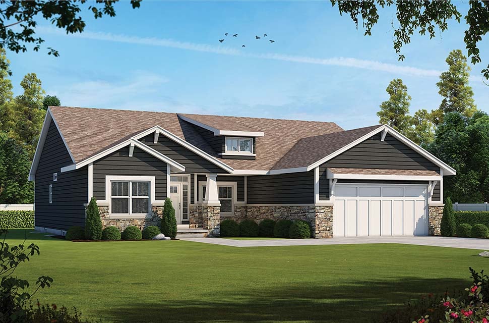 Craftsman Plan with 2407 Sq. Ft., 3 Bedrooms, 3 Bathrooms, 2 Car Garage Picture 3